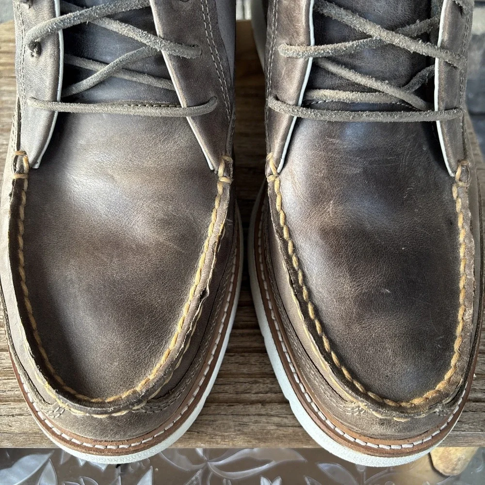 Sperry Men's 10 Authentic Brown/ Taupe Chukka Boots Push Wave Leather Inserts